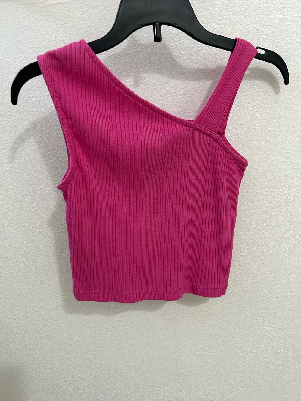 Zara Kids Ribbed One-Shoulder Tank Top - Fuchsia Pink